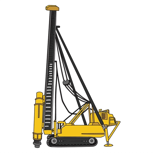 Construction Theme Piling Rig Machine Transparent Sticker